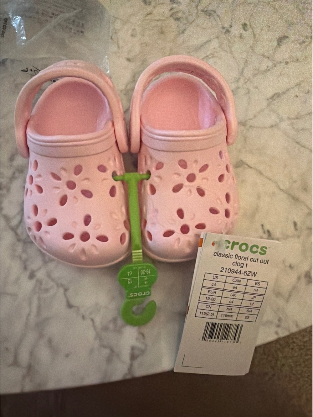 Baby Infant Crocs Classic Floral Cut Clog in Pink, Size C4